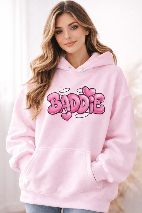 Baddie Heart Hoodie – Oversized White Hoodie for Women