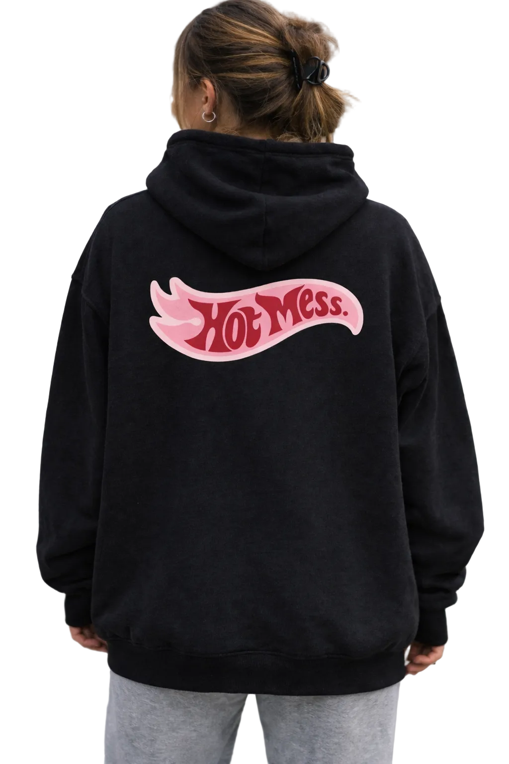 Hot Mess Hoodie – Oversized Black Back Print Hoodie