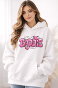 Baddie Heart Hoodie – Oversized White Hoodie for Women