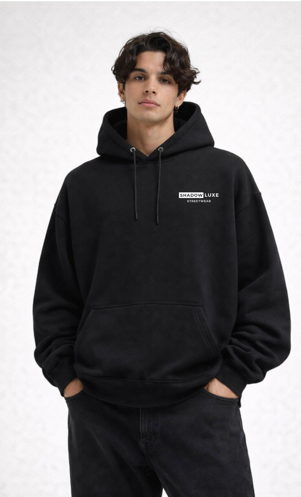 Shadow Luxe Oversized Black Hoodie – Minimal Streetwear Essential