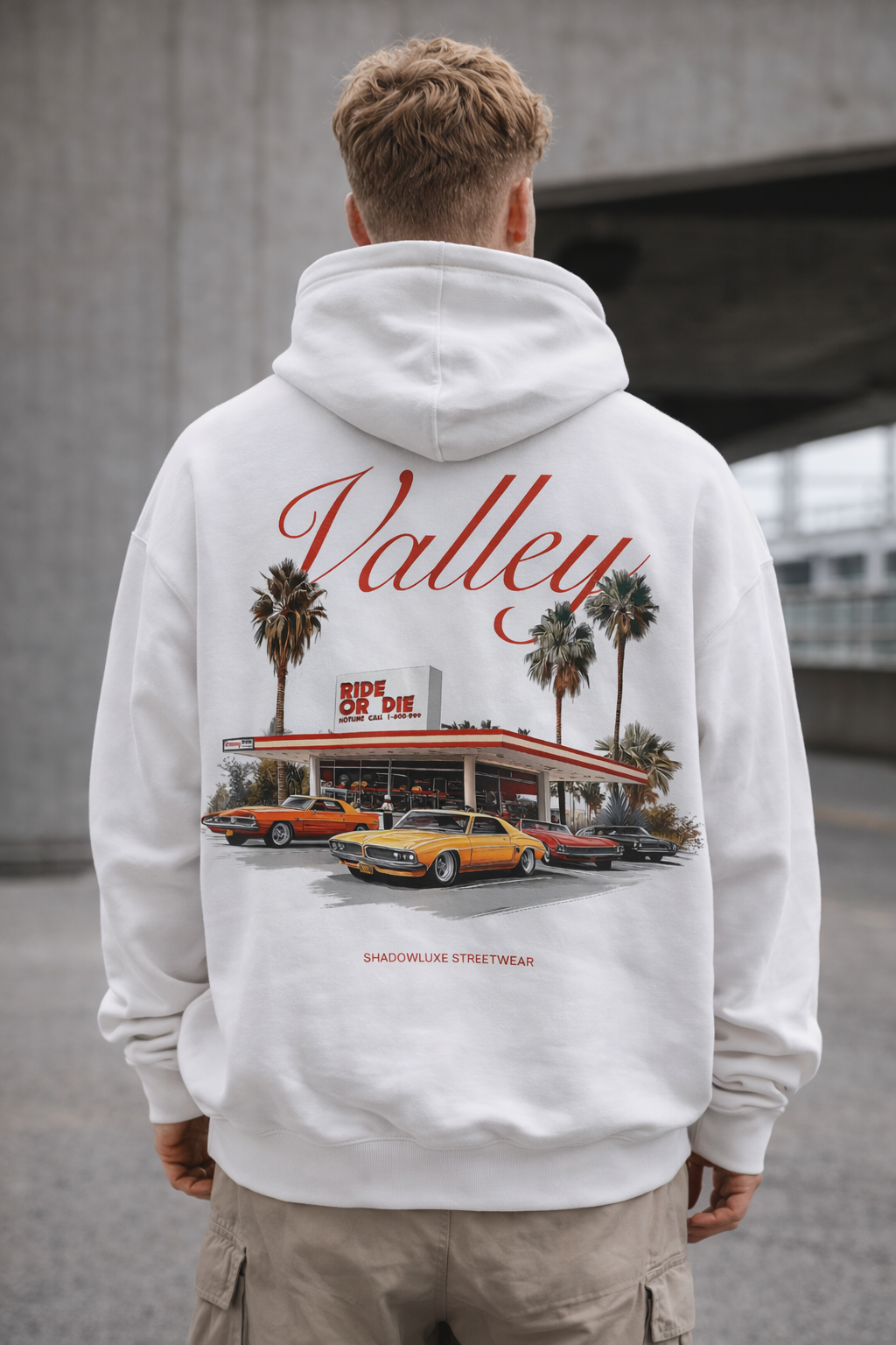 Valley Oversized White Hoodie | Shadowluxe Streetwear |