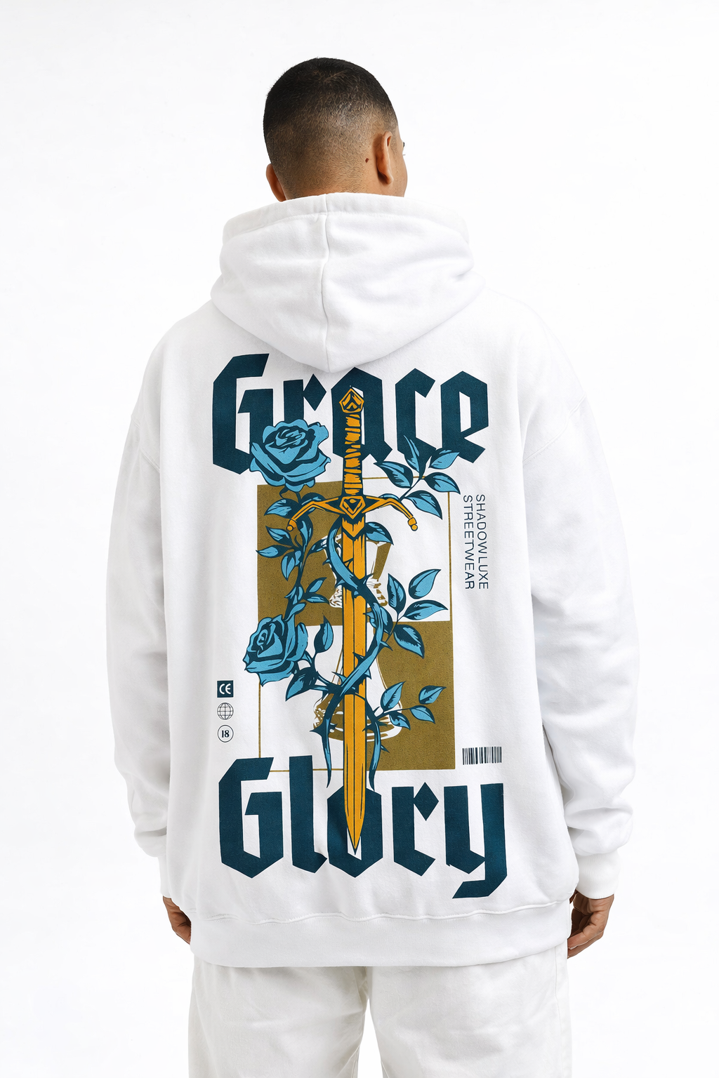 Grace & Glory Oversized Hoodie – Black / White