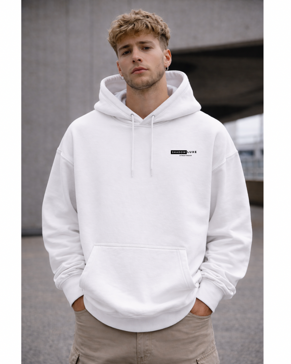 Valley Oversized White Hoodie | Shadowluxe Streetwear |