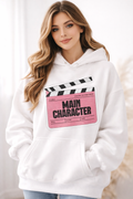 Main Character Hoodie – Oversized White Graphic Hoodie