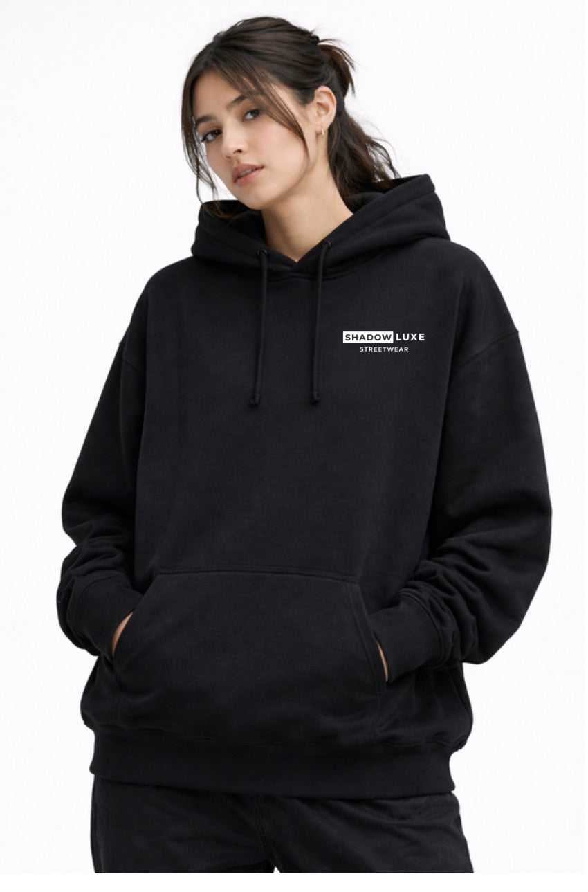 People Watching Quote Oversized Black Hoodie UNISEX– Streetwear Back Print